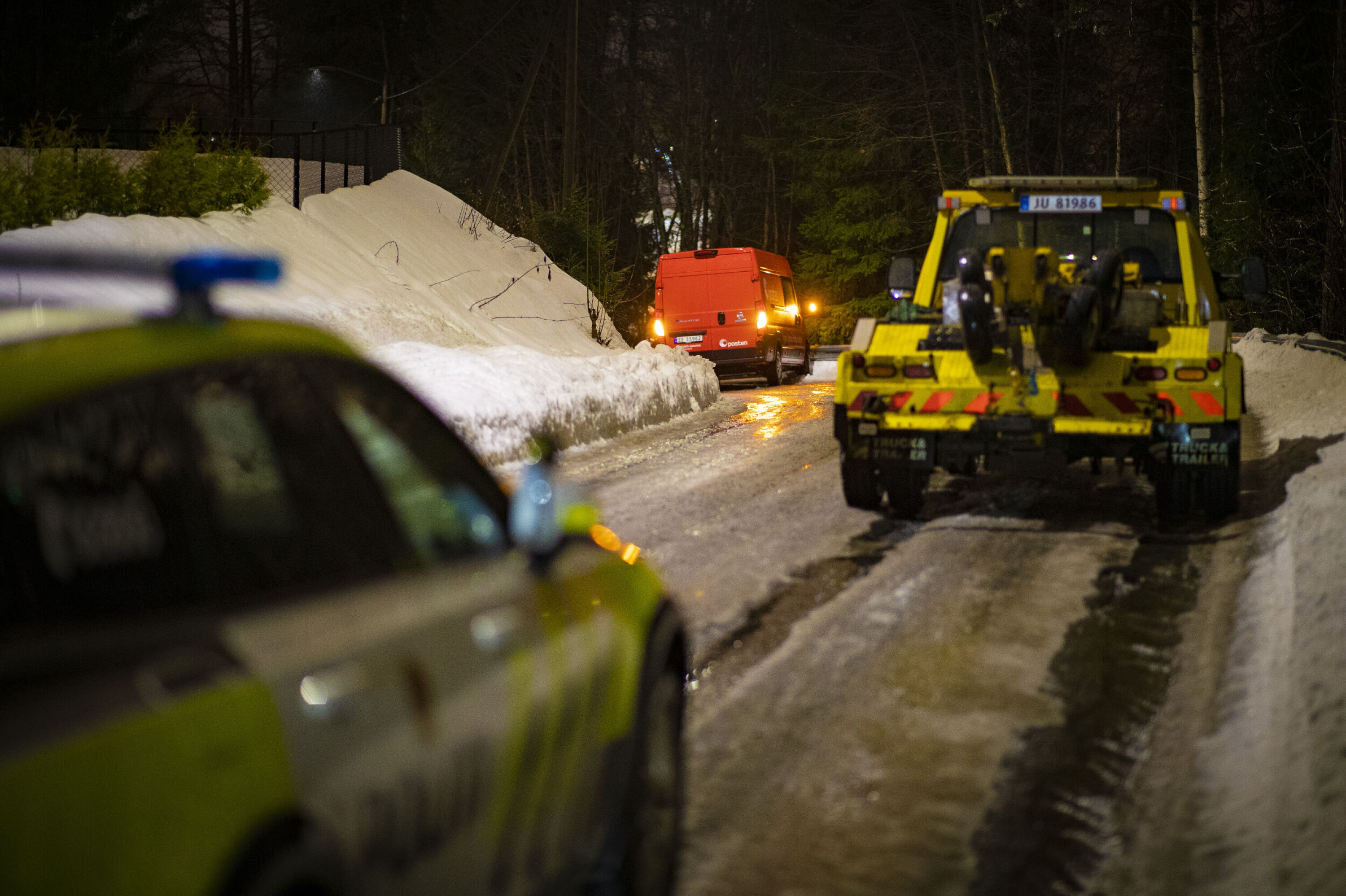HER BLE DET STOPP: I kneika opp mot Jarlsbergsenteret på Konnerud.