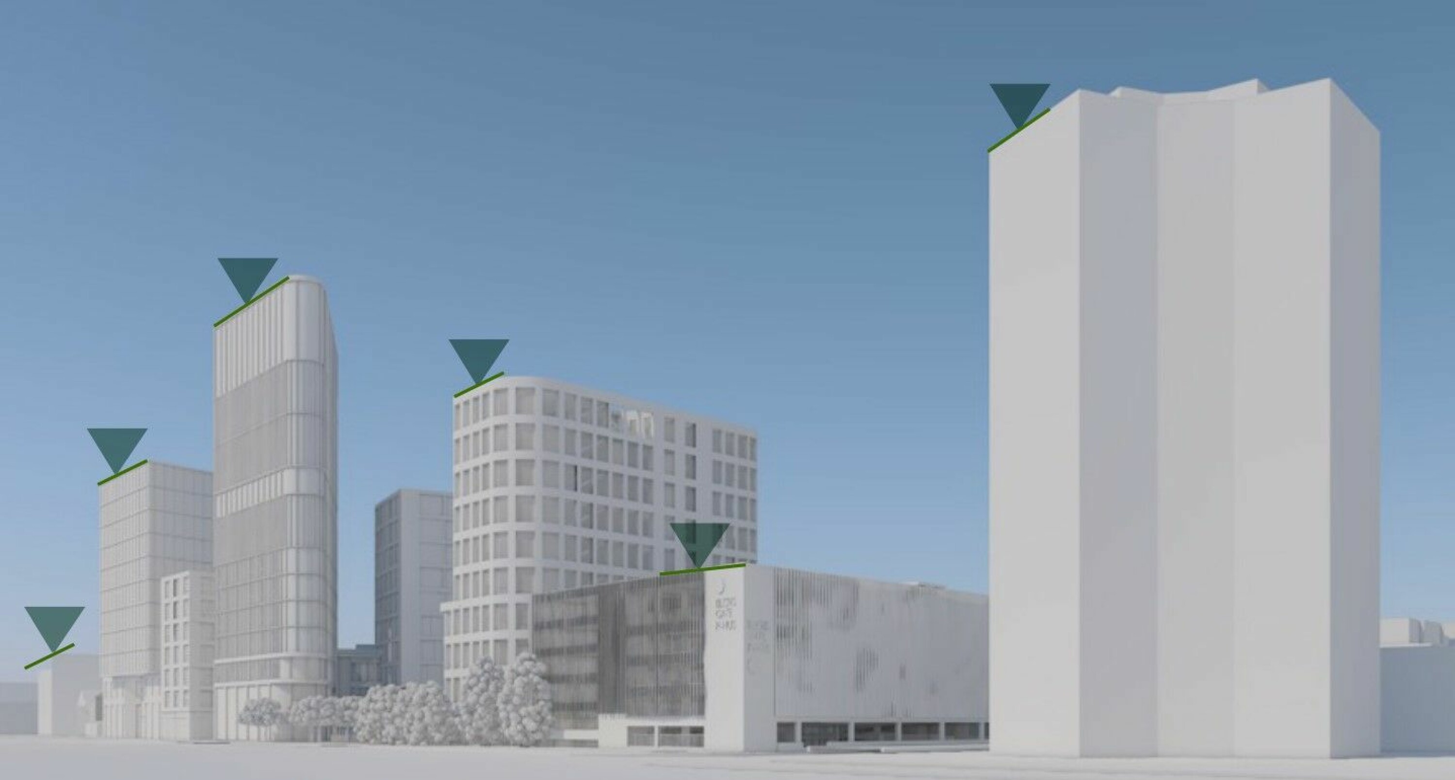 HØYDEPROFIL: En skisse fra mulighetsstudien viser hvordan Strømsø United ser for seg høyden på bygningsmassen sett fra Bjørnstjerne Bjørnsons gate