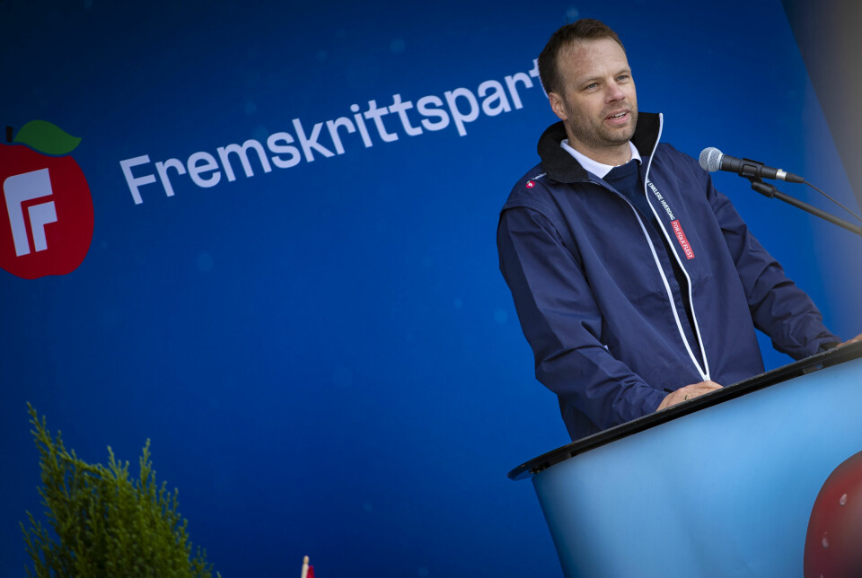 Leder i Drammen Frp, Jon Helgheim introduserte talerne.