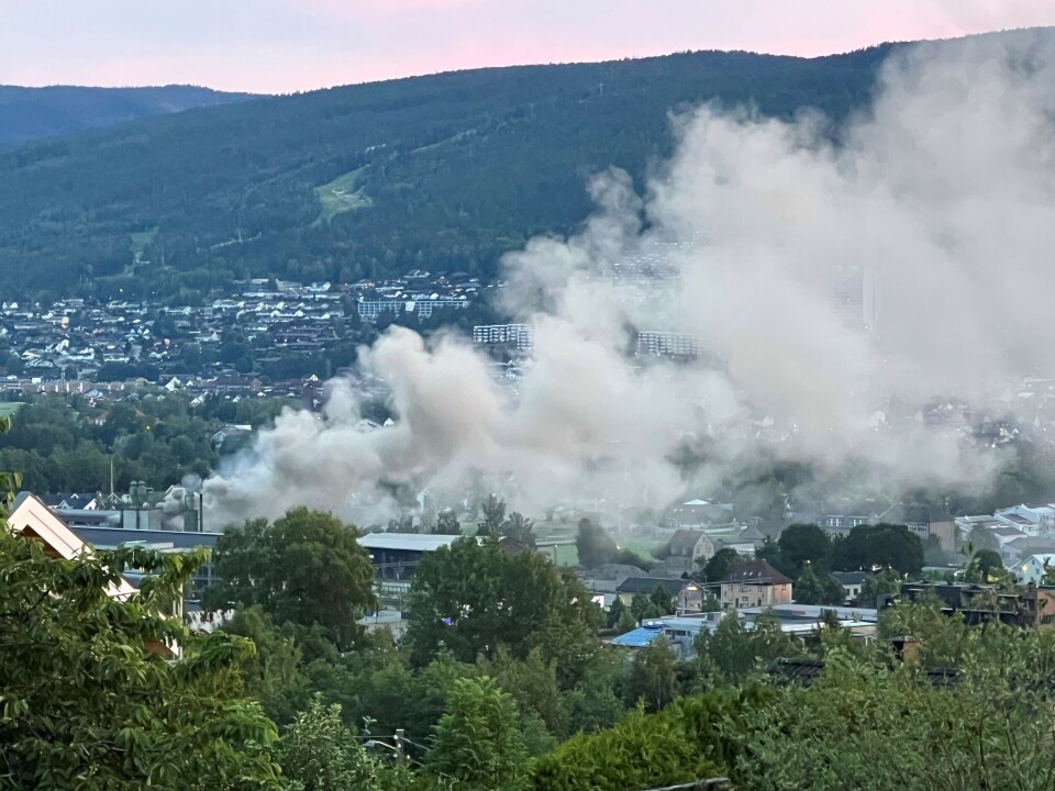 Brann i lagerbygning ved Gulskogen stasjon
