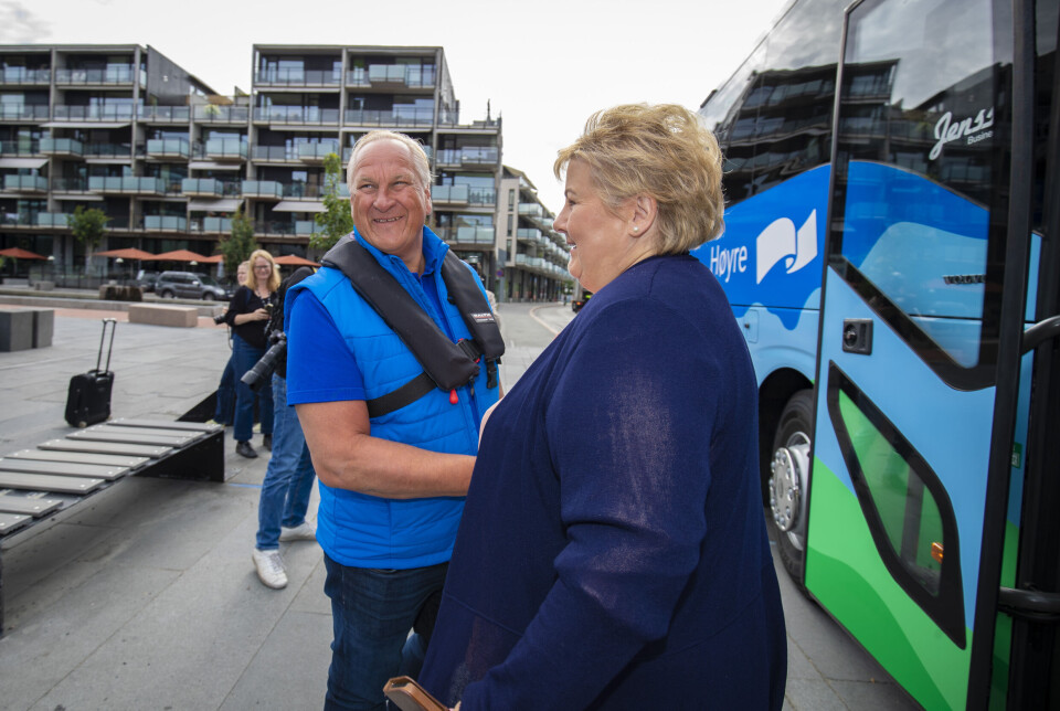 FIKK GODE RÅD: Kjell Arne Hermansen og Erna Solberg surfer på en Høyrevind over hele landet om dagen, og kan glede seg over gode meningsmålinger.