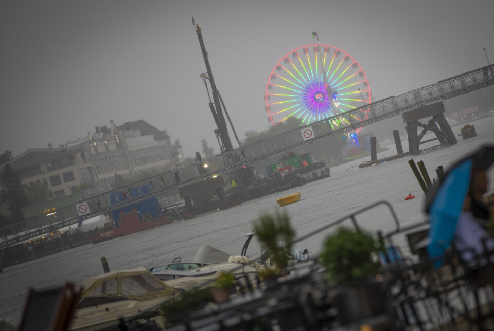 ELVEFESTIVALEN: Tilsvarende hjul sett fra avstand plassert på Bragernes Strand under Elvefestivalen i fjor.
