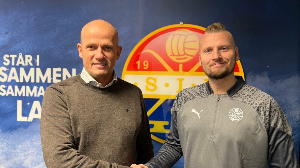 Tidligere trener, nå sportslig leder Jarle Finnestrand og nyansatt trener Jens Petter Berg.