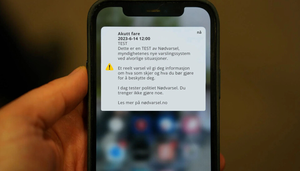 Nasjonal test for nødvarsel onsdag