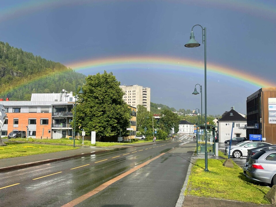 MYE VÆR: Slik så det ut i Drammen mandag ettermiddag.