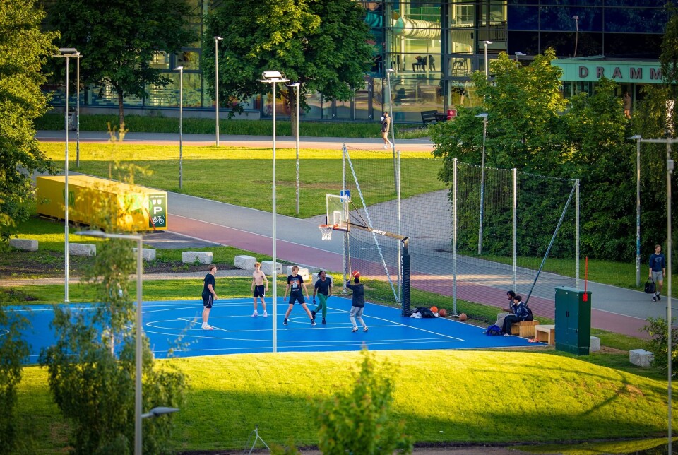 Her fra den nye basketballbanen ved Drammensbadet.