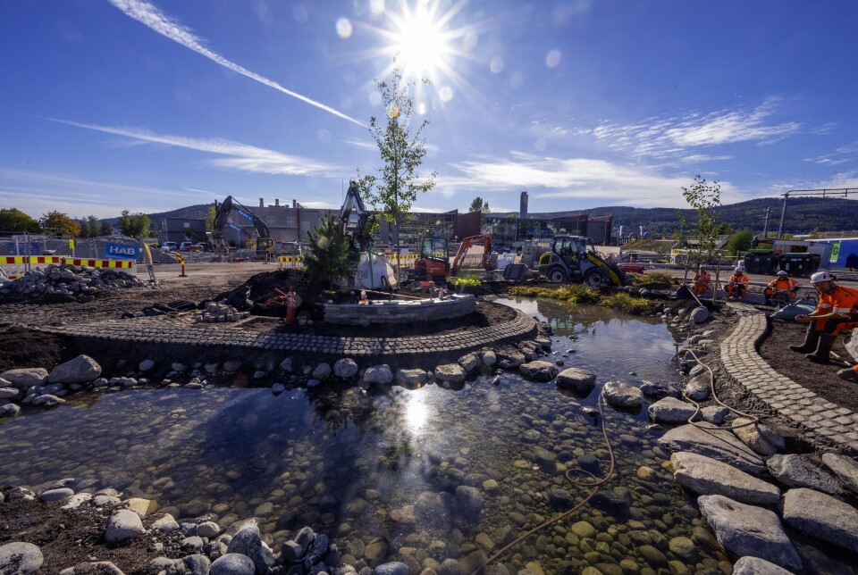 Ved innkjøringen fra Drammenssiden i vest bygges det enå et grøntanlegg i krysset mellom innkjøringen til helsepark og sykehus.