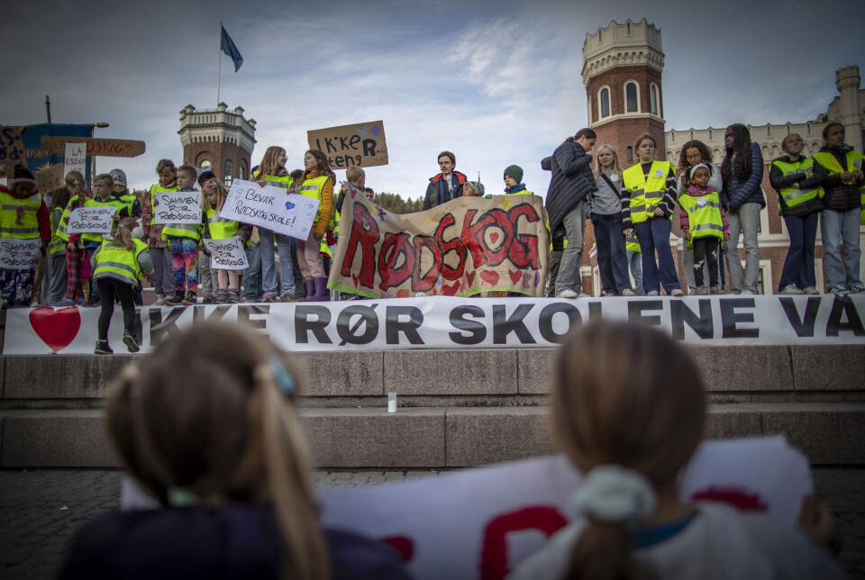 MARKERING: Venstres Herman Ekle Lund var antagelig den som fikk mest applaus av appellantene på torgscenen foran 4-500 demonstranter.
