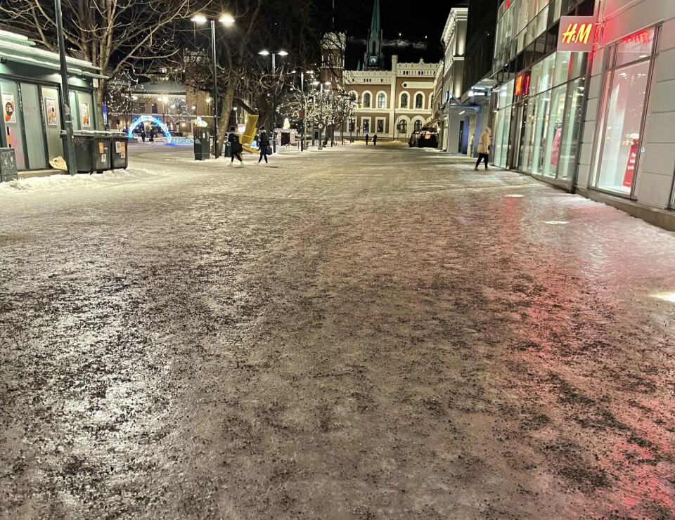 BLIR ISFRITT IGJEN: Bragernes Torg januar 2023.