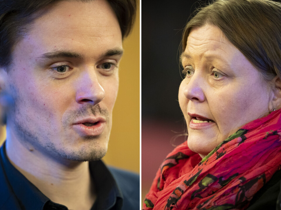 JA OG NEI TIL ØL PÅ STADION: Herman Ekle Lund (V) og Tanja Vatnås (Sp) representerte to rake motsetninger i kommunestyret tirsdag.