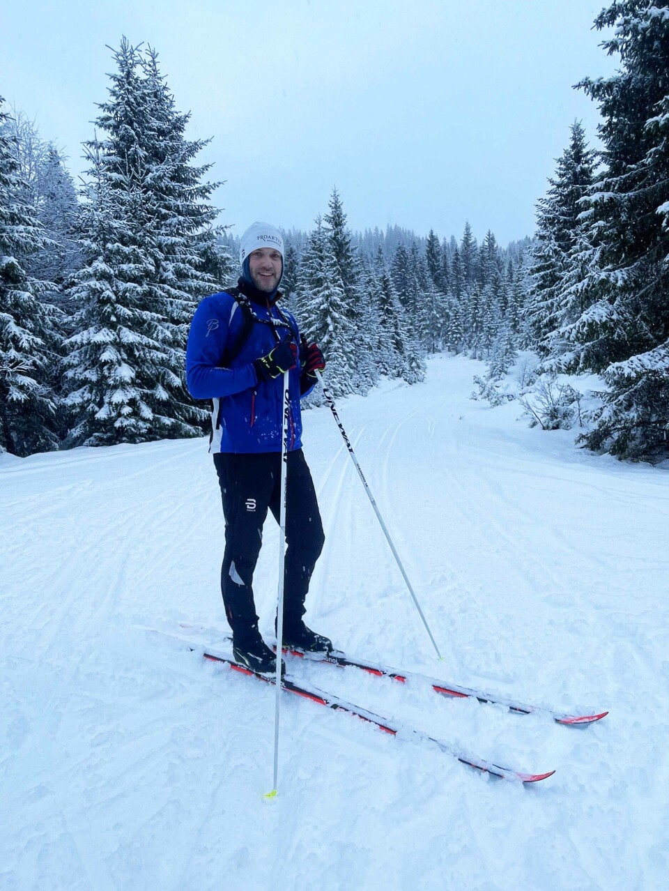 Alexander Abelseth fikk seg en fin skitur på over 2 mil tur-retur Kanada-Fallet på søndag.