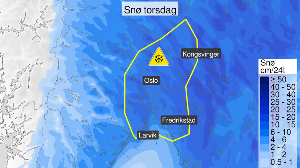 Sender ut farevarsel for mye snø