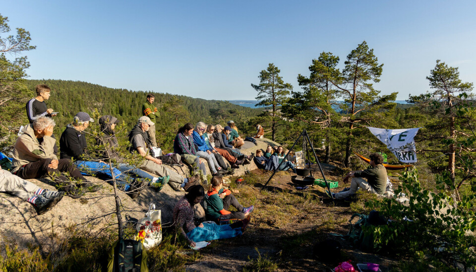 ENGASJERTE: Aksjonsgruppa for Hurummarka arrangerte protestleir for å bevare Hurummarka.
