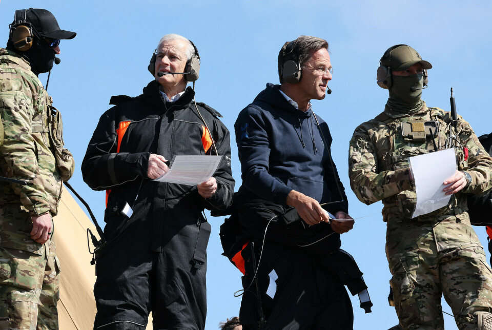 Statsminister Jonas Gahr Støre og generalsekretær i NATO Mark Rutte på NATO-øvelse i Nord-Norge.