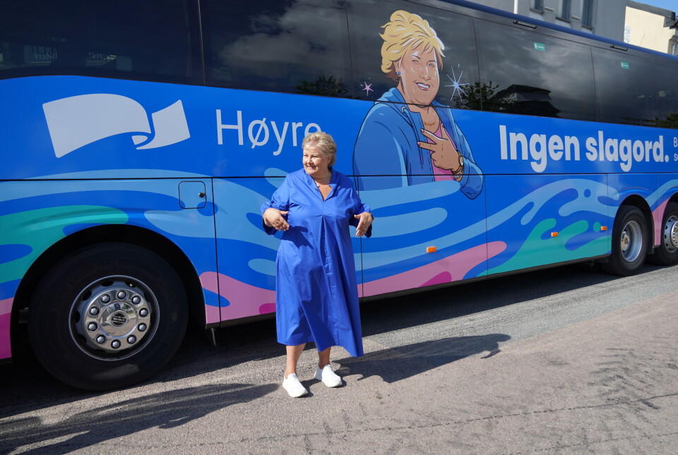 PÅ TURNÉ: Erna Solberg startet sin valgkamp-turné i Drammen, nærmere bestemt Aass bryggeri.