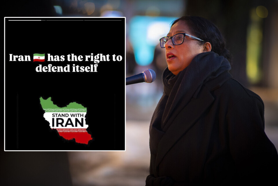 TAR SIDE: Nasim Risvi har i en rekke facebookposter (som innfelt) publisert sterke meninger om Israel-Iran-konflikten, og beskylder vestlige land og politikere for å være terrorister og Israels medløpere, mens Iran kun hevdes å drive legitimt selvforsvar.