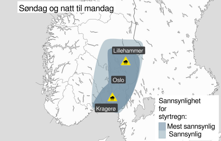 Nytt farevarsel for styrtregn