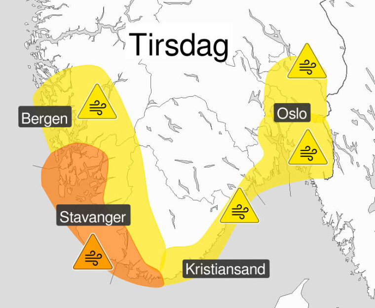 Sender ut farevarsel for kraftig vind