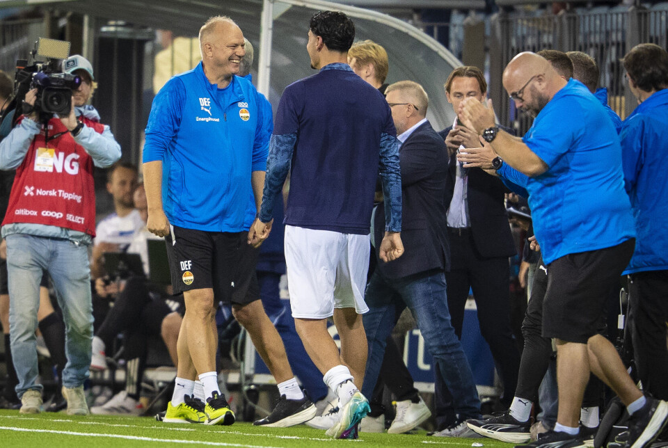 SMILET TILBAKE: Fagermo smilte fra øre til øre etter matchen, men det ble ingen takkerunde bort til Godsetunionen denne gangen heller.