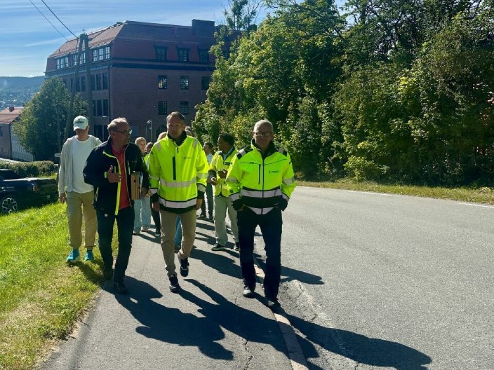 F.v. Prosjektleder hos Lier vei, vann og avløp KF, Stein Holo, ordfører Kjetil Kivle og fylkesordfører Tore Opdal Hansen.