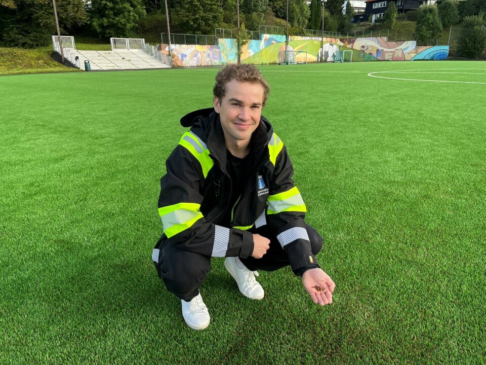 FØRSTE BANE MED KORK: – Idrettslagene har brukt banen siden 22. august og vi har allerede fått positive tilbakemeldinger, forteller rådgiver hos idrett og friluftsliv, Ole-Petter Askim Vatne.