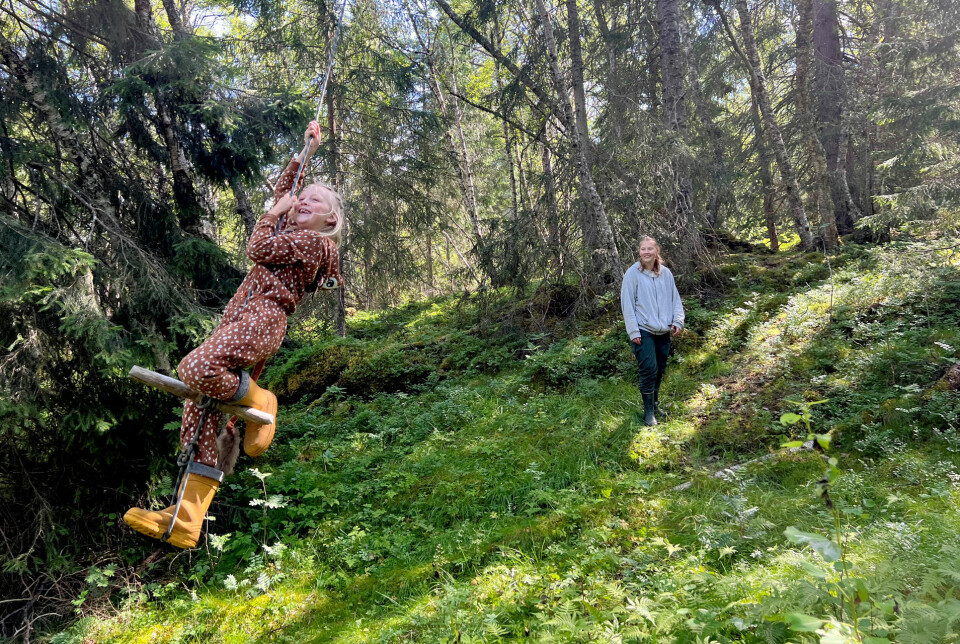 Barn bytter ut lek i skogen med skjerm