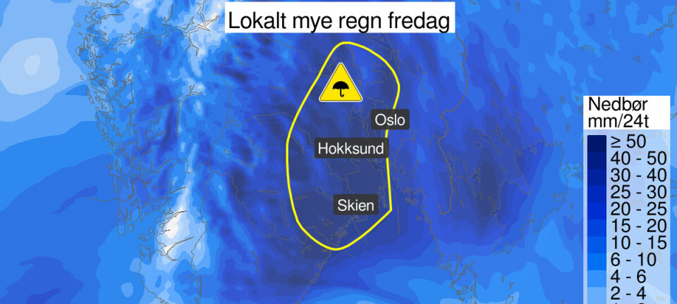 Sender ut trippelt farevarsel grunnet kraftig regnvær